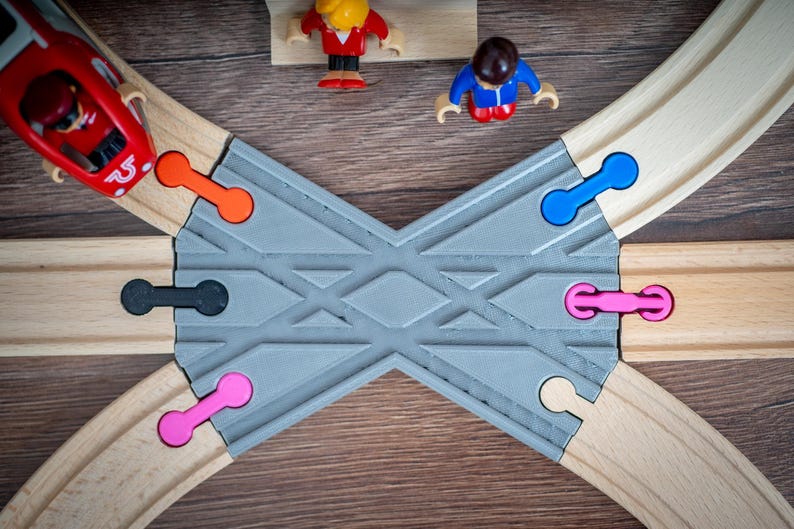 3-ways to 3 Wooden Train Track Intersection, Compatible With Brio, IKEA ...