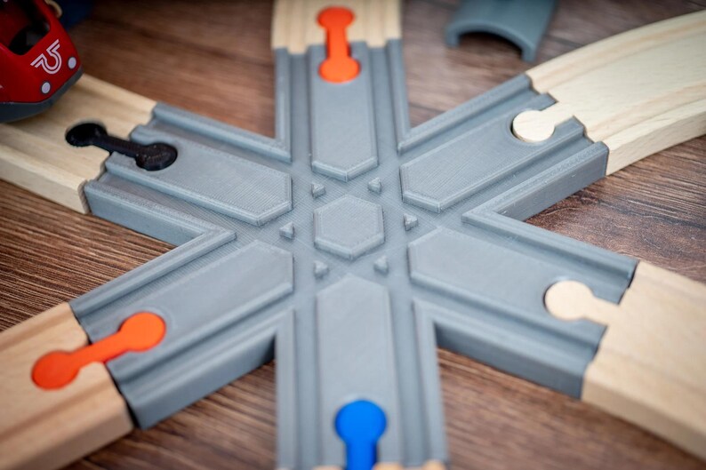 6-ways Star Wooden Train Track Intersection, Compatible With Brio, IKEA ...