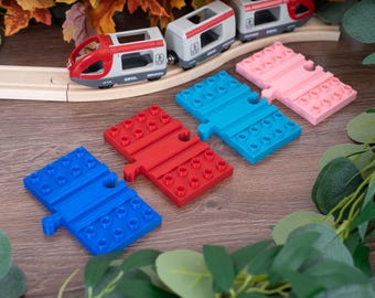 Duplo to Wooden Train Track Adapter - Connect Duplo Bricks to Brio & IKEA Lillabo Railway - 3D Printed Connector for Kids Train Sets EV7