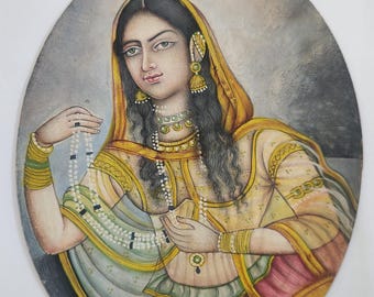 Sehr hochwertige handgemachte Mughal Miniaturmalerei auf Papier.