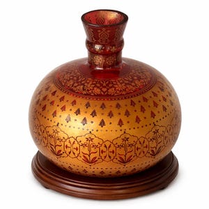 Rare Islamic mughal deccan style glass hookah base with floral patterns