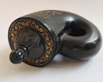 Seltene islamische handgeschnitzte Mughal osmanische persische Jadestein Schiesspulver Flasche handgravierte Koranverse.