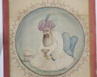 Hochwertige osmanische Miniaturmalerei auf Papier, die Sultan zeigt
