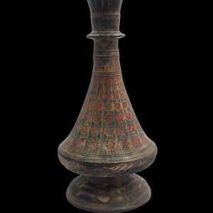 Very rare islamic mughal hand engraved brass pot with enameled work
