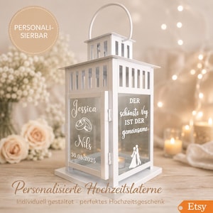 Personalized wedding lantern | Unique wedding gift | Engraved keepsake light