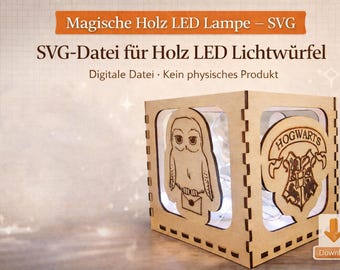 SVG file for wooden LED lamp – light cube laser file – magic decorative lamp – DIY night light – plotter file – digital download