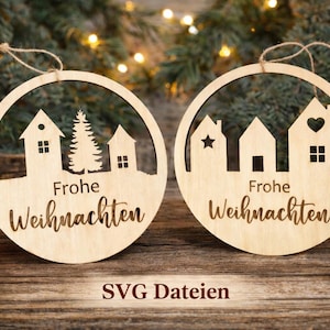 Archivos SVG para coronas o anillos de puerta con la inscripción "¡Feliz Navidad!" ¡2 versiones diferentes!