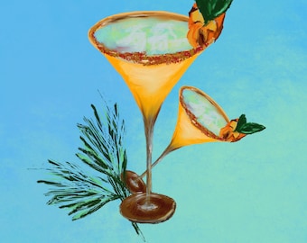 Tropischer Cocktail Kunstdruck: Bar Dekor (Digitaler Download)