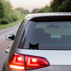 Peeking black cat -  Vehicle window decal sticker
