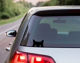 Peeking black cat -  Vehicle window decal sticker