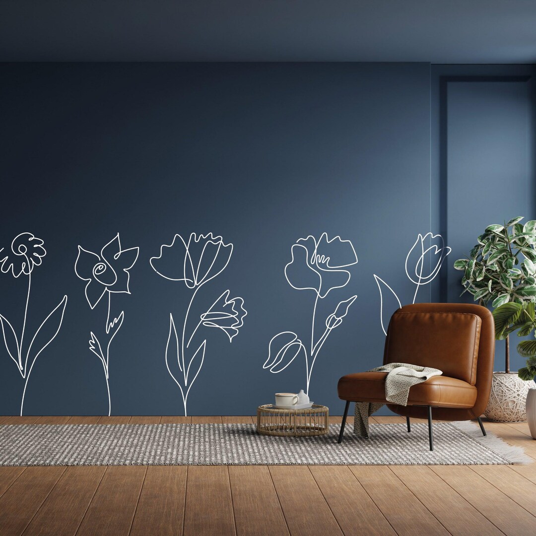 Oversized Flower Wall Decal – 5 Large Vinyl Floral Designs (45x110cm ...