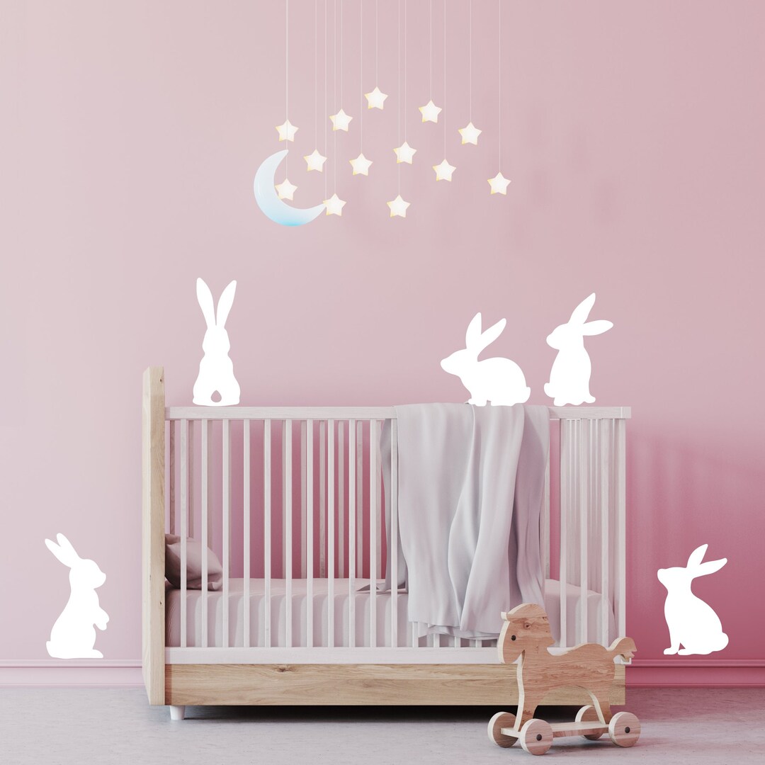 Rabbit Nursery Wall Decals – DIY Kids Room Decor (set of 5) - Etsy