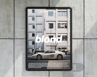 Poster frank ocean music gift white ferrari blond poster minimalist music poster frank ocean poster print album wall art blonde poster gift