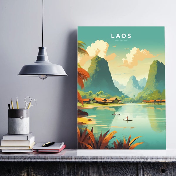 Laos Travel Poster, Laos Poster, Laos Print, Laos, Travel Poster, Laos Wall Art, Travel Print, Travel Gift, Laos Art Print, Laos Art