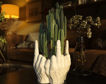 Vaso gotico a forma di dito medio - Vaso unico a forma di mano con fori di drenaggio - File STL