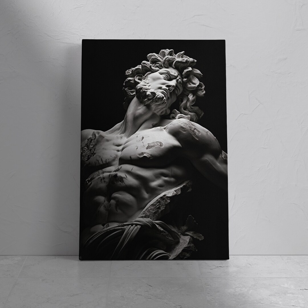 Ancient Greek Wall Art for Living Room Statue Painting Black Etsy