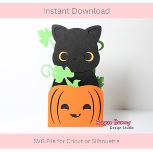 Black Cat and Pumpkin Box Card / Halloween Popup Cards 3D SVG File / Cricut Project