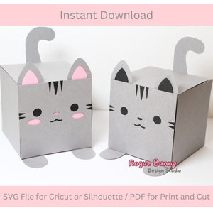 Tabby Cat 3X3X3 Cupcake Box / Toy Papercraft / Cricut SVG File / Digital Download/ Print and Cut