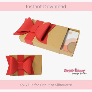 Gift Card Box with Bow SVG / Paper Drawer Box Template/ 3D Cricut SVG File / Digital Download