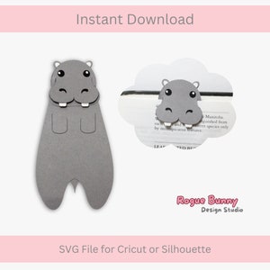 Hippopotamus Bookmark SVG File/ Hippo Papercraft / Cricut Project