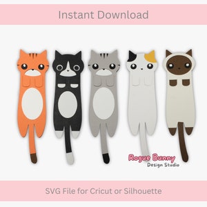 5 Cats Bookmark SVG File Bundle/ Papercraft / Cricut Project