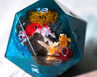 Handmade D20: Fish tank chunky 30mm D20