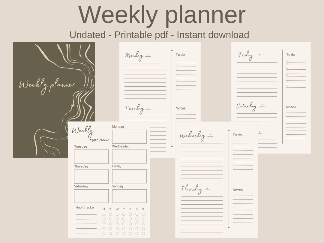 Printable Weekly Planner - Digital - Undated - Habit Tracker - to Do ...