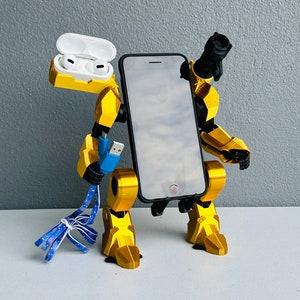 Mobile Exo Suit Phone Stand by JAJAUM3D Heavy Duty 3D Print for iPhone Samsung Pixel Note w/ AirPods holder & free launcher (US seller)