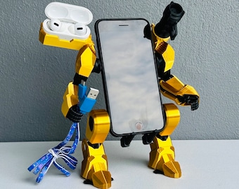 3D Printed Exo Suit Phone Stand: AirPods Holder & Rocket Launcher