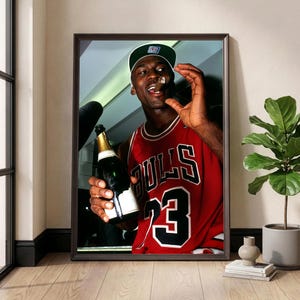 Michael Jordan Cigar Poster, Vintage Basketball Wall Art, Champion Mindset Print, Black and White Sports Photography, Man Cave Decor Gift