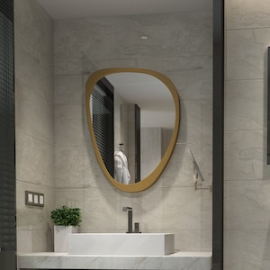 Asymmetrical Wall Art, Irregular Mirror for Bathroom, Oval Vanity Mirror for Living Room Decor, Boho Home Decor, A Statement Piece for homes