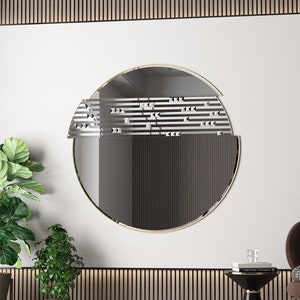 Irregular Mirror, Asymmetrical Mirror, Large Wall Mirror, Round Wall Mirror, Vanity Mirror, Bathroom Mirror, Gold Mirror, Circle Mirror