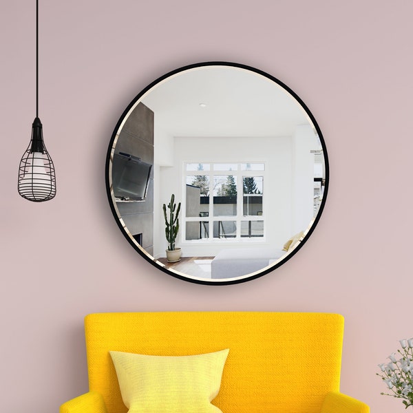 Round Bevelled Large Mirror Circle Large Wall Statement Mirror Living Room Mirror Entryway Bedroom Pinterest Gold Aesthetic Oversized Plain