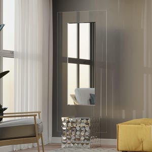 Full Length Mirror, Large Mirror, Luxury Mirror, Decorative Free Standing Mirror | Handmade Beveled Floor Mirror with Cube Base, Home Decor