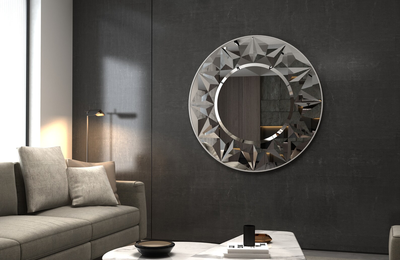 Round Mirror, Large Wall Mirror, Gold Mirror, Vanity Mirror, Art Deco Mirror, Circle Mirror ...