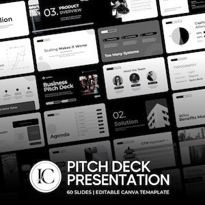 Pitch Deck Template Canva | Startup Business Presentation 60 Slides | Investor Ready Editable Deck