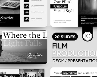 Film Pitch Deck Template | Indie Filmmaker Canva Presentation | Cinematic Drama Film Funding