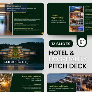 Investor Pitch Deck Canva | Hotel Resort Business Presentation | Luxury Hospitality Template