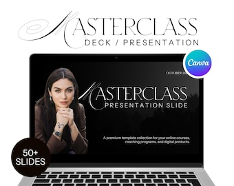 Webinar Slide Deck Template Canva | 54-Slide Masterclass for Course Creators and Coaches | Modern Business Presentation