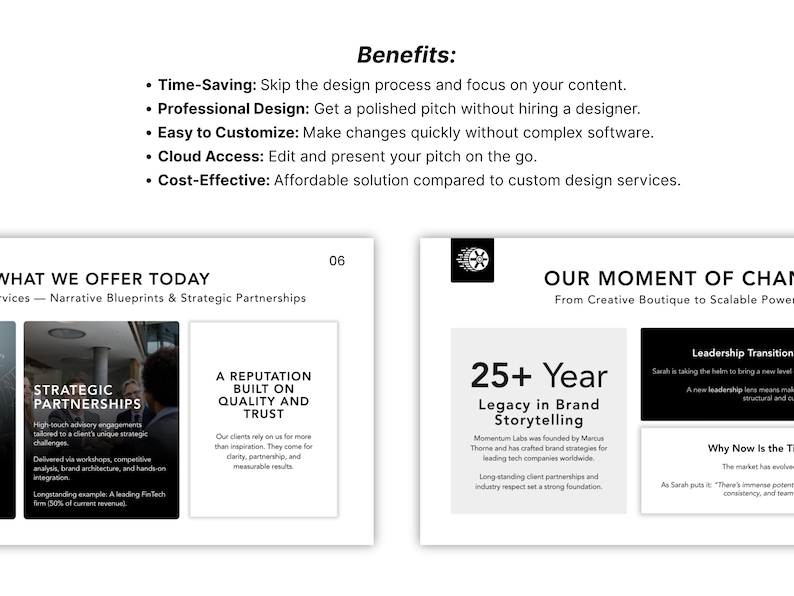 Canva strategic plan template — SWOT analysis and corporate summary slide