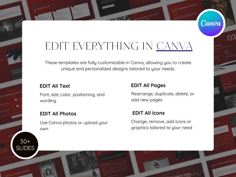 Masterclass canva presentation bonus word excel business templates digital download bold design