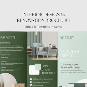 Interior Design Brochure Template | Canva Trifold Service Proposal | Print-Ready Interior Designer Client Marketing Tool