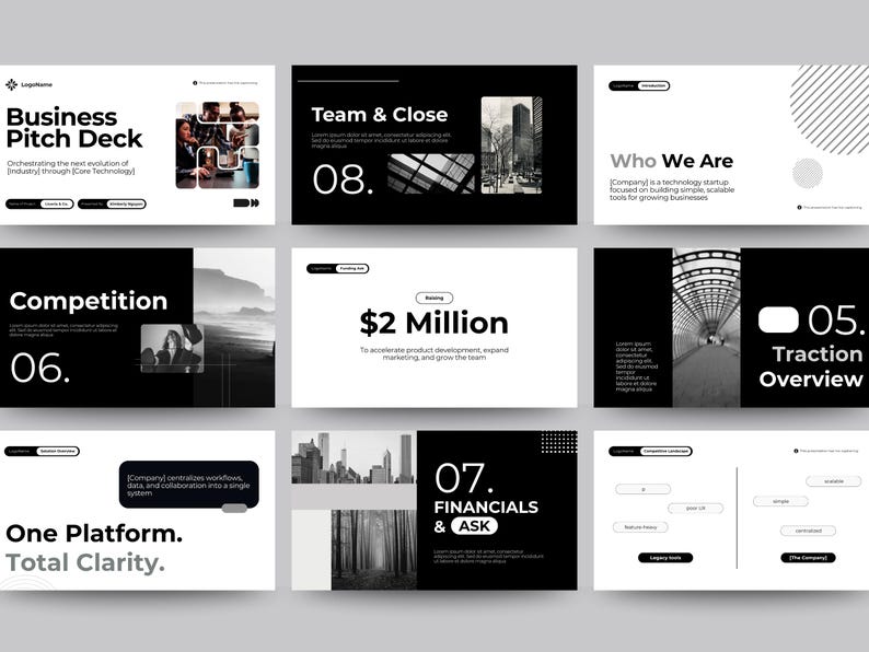 Pitch Deck Template Canva | Startup Business Presentation 60 Slides ...