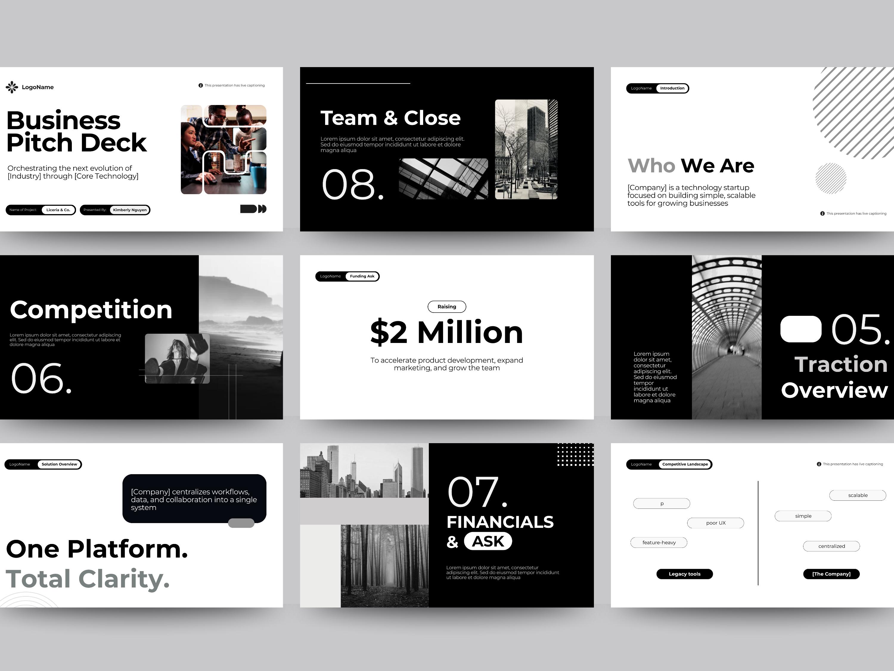 Pitch Deck Template Canva | Startup Business Presentation 60 Slides ...