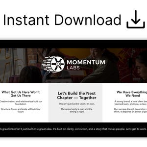 Business strategy template — before and after mockup showing editable Canva slides