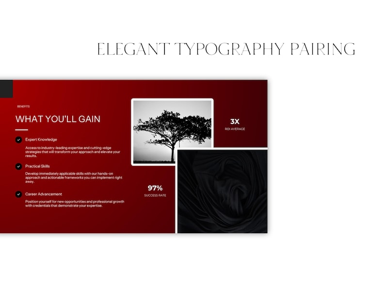 Webinar presentation template canva 54 slide coaching course deck black red