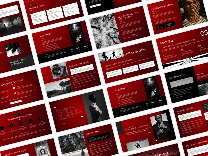 Business life coach masterclass canva template instructor profile course outline slides