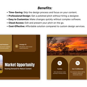 Wildlife docuseries pitch deck template — comparable series and platform strategy slides