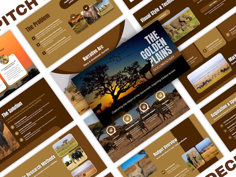 TV pitch deck template for wildlife documentary — editable Canva slides for BBC and Netflix pitches