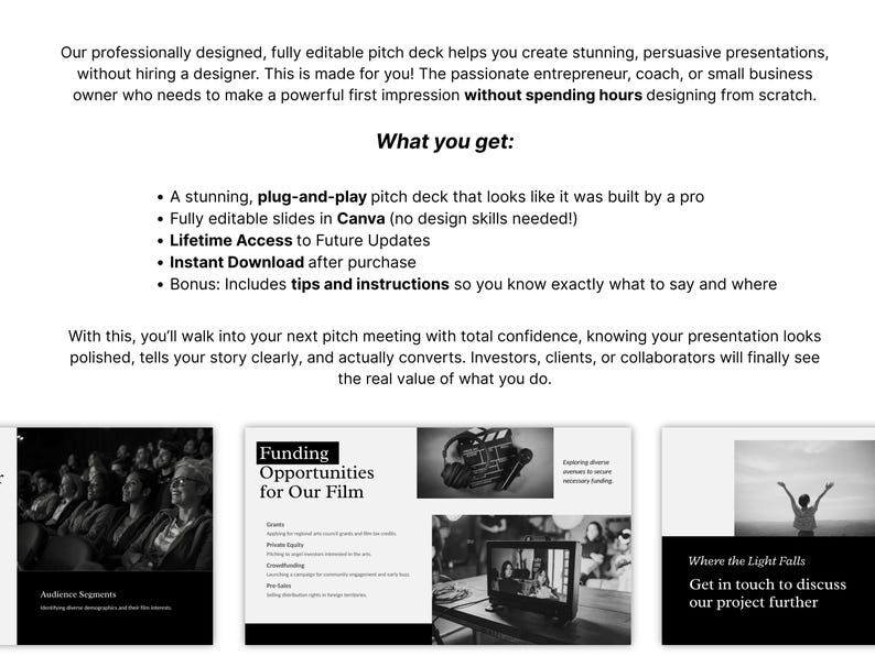 Inside view: Director's vision slide from indie filmmaker pitch deck template